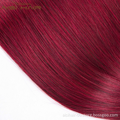 Aisi Hair  Price 8a Grade 3 Bundles Red Double Drawn Brazilian Hair Weave Bundles
